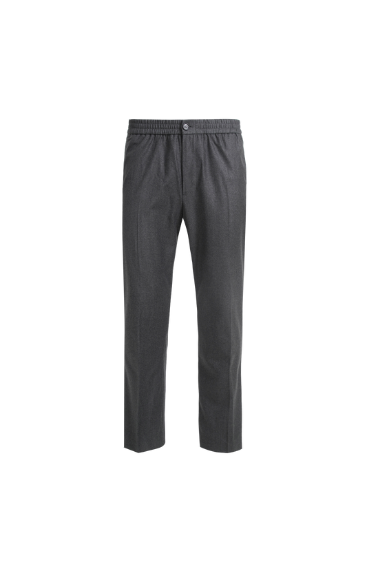Straight Wool Canvas Trousers in Anthracite