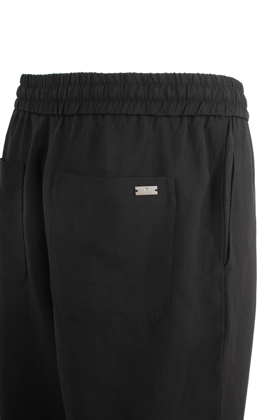 Elasticated Waist Trousers in Viscose and Linen Gabardine