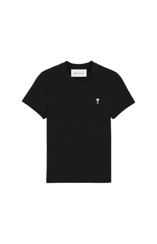 Ami Paris Black Cotton Ami De Coeur T-shirt — front view