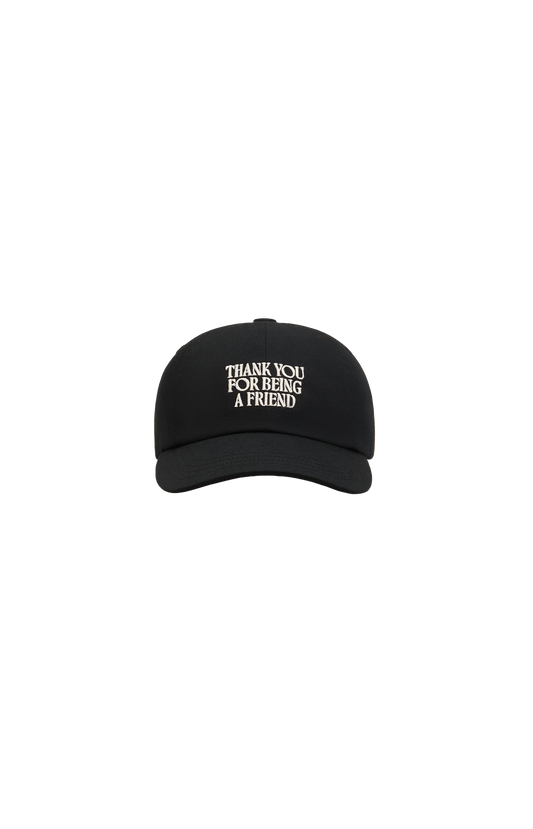 Black Cotton Thank You For Being A Friend Embroidery Cap
