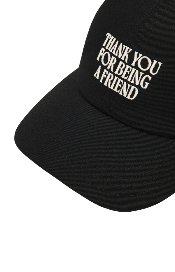 Black Cotton Thank You For Being A Friend Embroidery Cap
