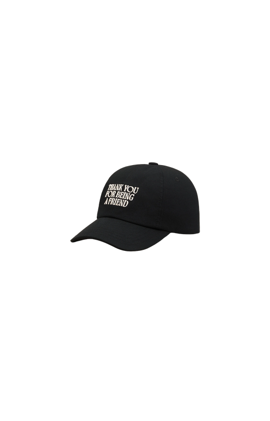 Black Cotton Thank You For Being A Friend Embroidery Cap