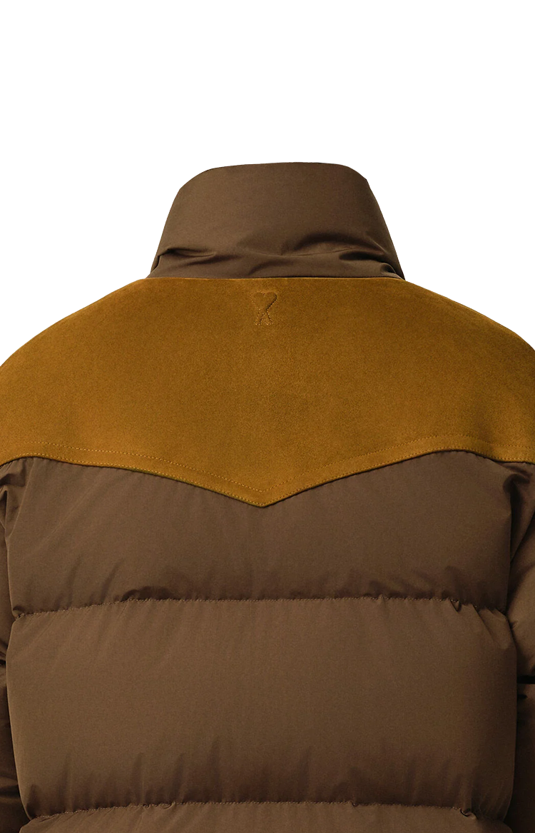 Ami Paris Nylon and Cotton Down jacket in Chocolate Brown — product photo 2