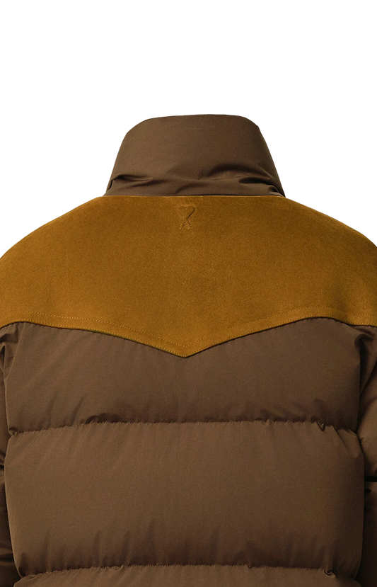 Ami Paris Nylon and Cotton Down jacket in Chocolate Brown — product photo 2