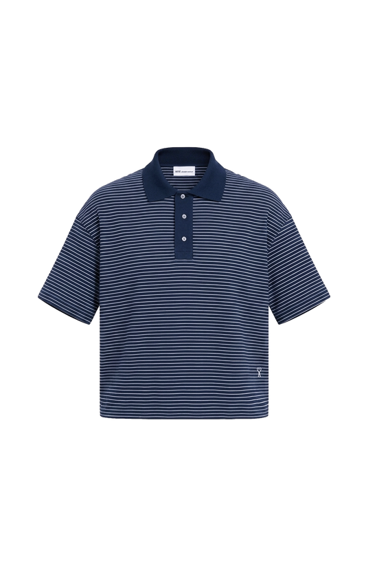 Blue Cotton Striped Ami De Coeur Polo