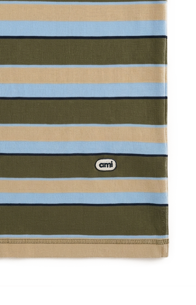 Short-Sleeved Polo Shirt in Heavy Striped Cotton Jersey