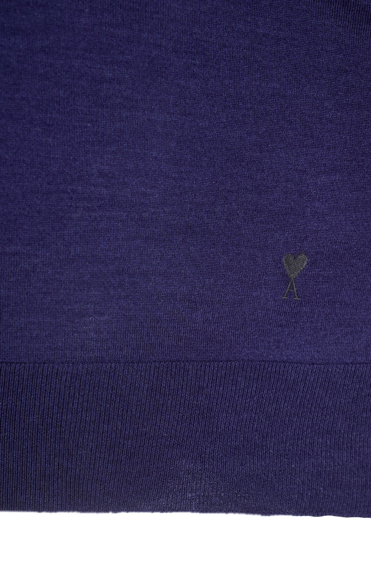 Blue Thin Wool Short Sleeves Ami De Coeur Polo