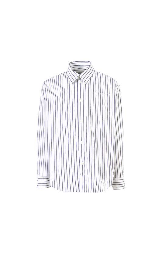 Long Sleeve Shirt in Cotton Popline with Double Stripes