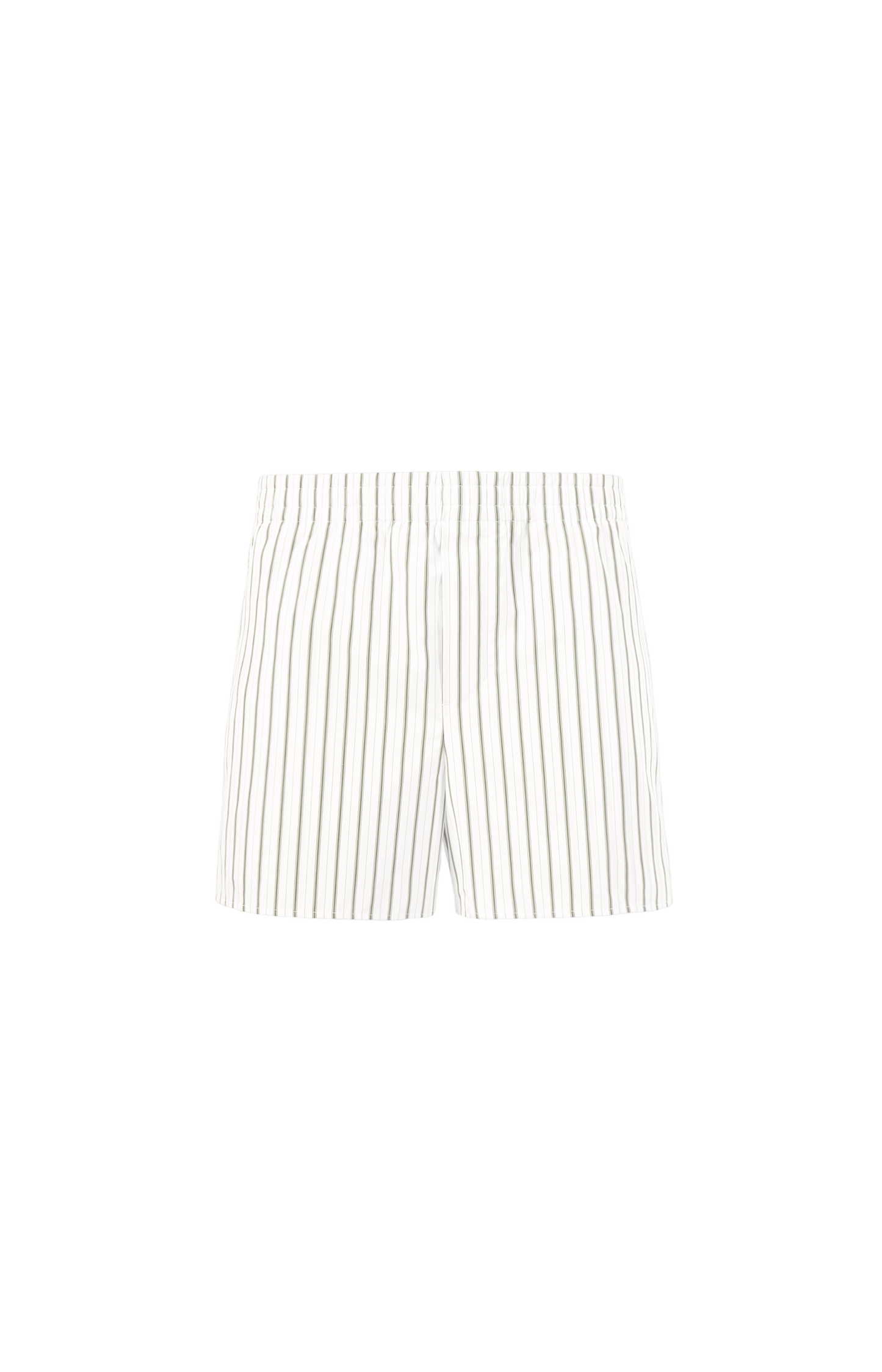 White & Matcha Cotton Elasticated Shorts