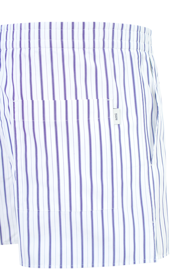 White & Blue Cotton Elasticated Shorts