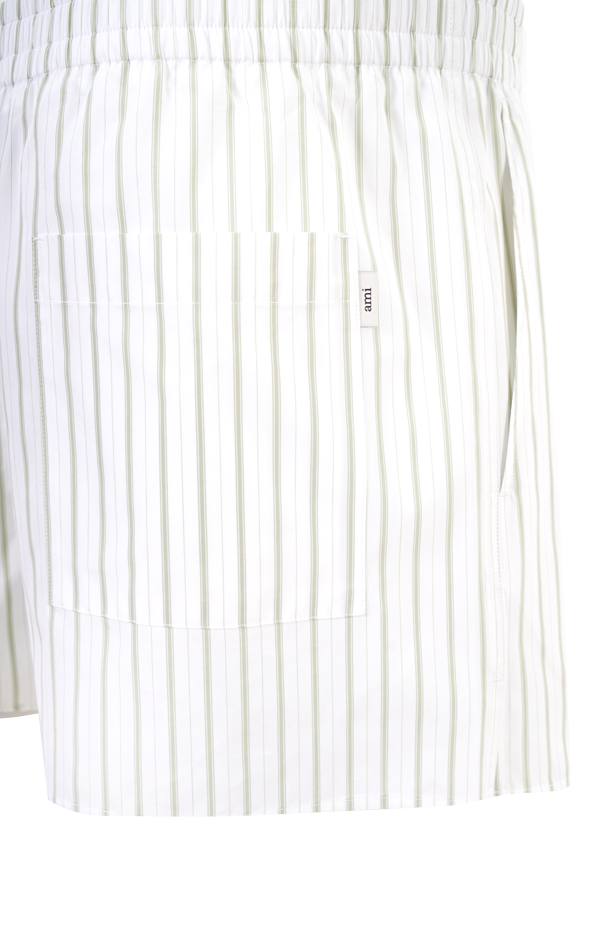 White & Matcha Cotton Elasticated Shorts