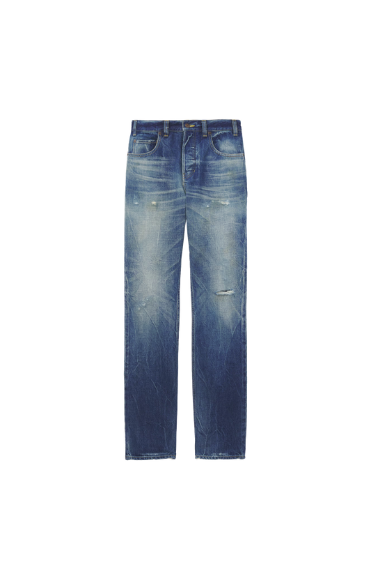 Straight Leg Jeans in Washed Blue