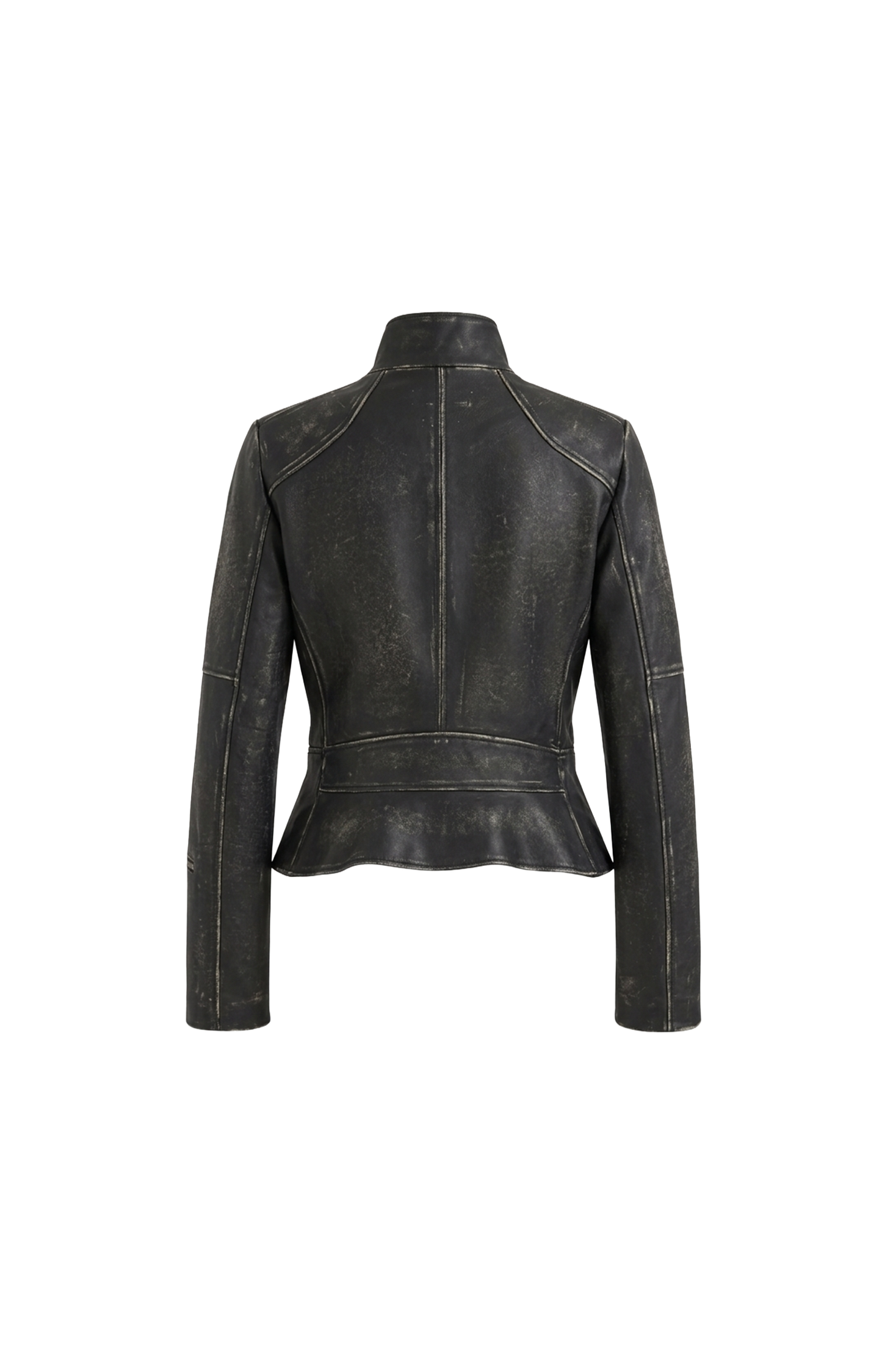 Brushed Leather Cropped Jacket in Black