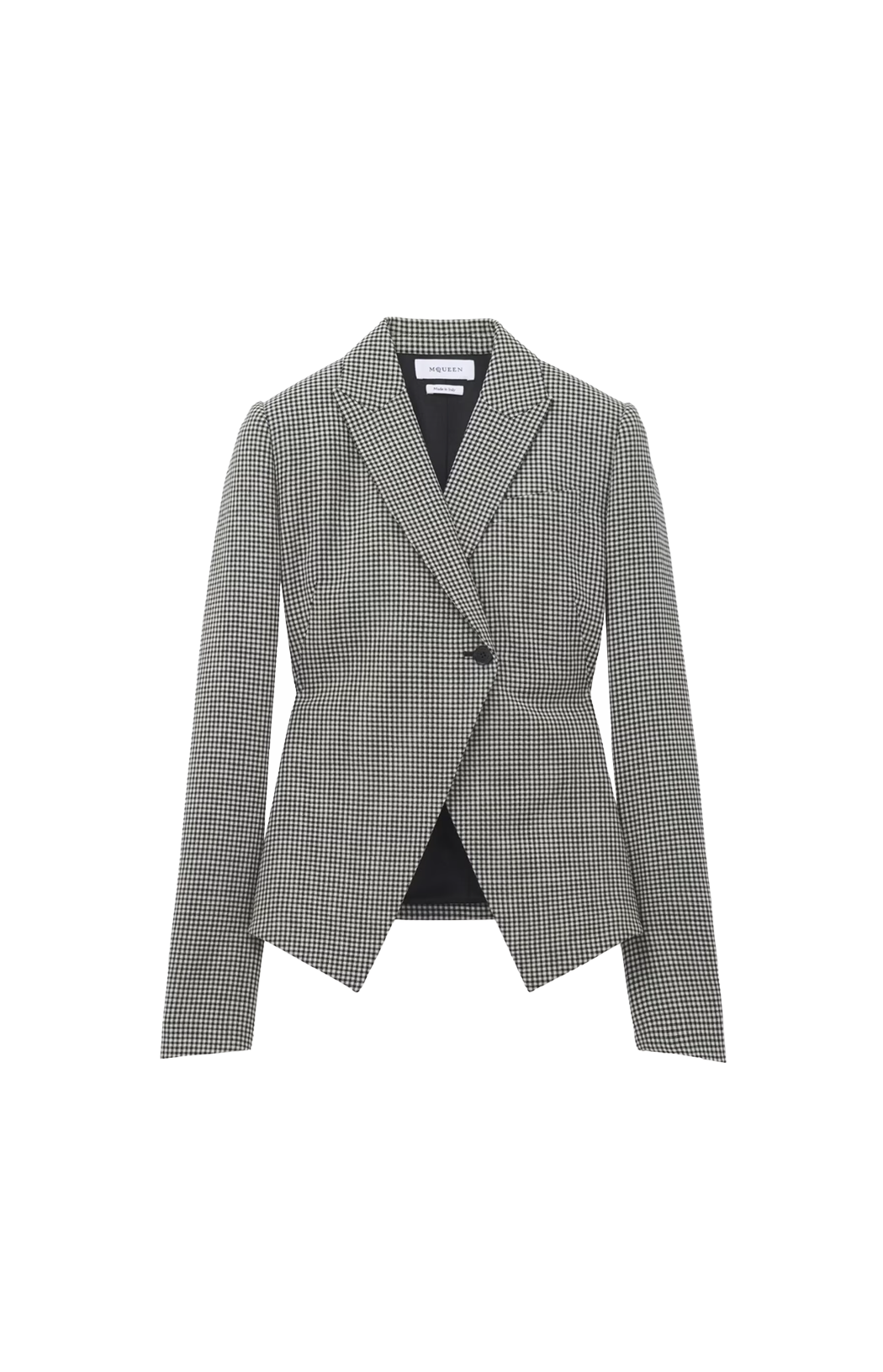 Gingham Check Cutaway Jacket in Black/Ivory