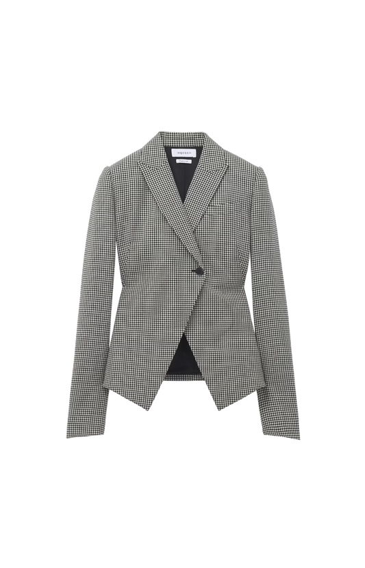 Gingham Check Cutaway Jacket in Black/Ivory