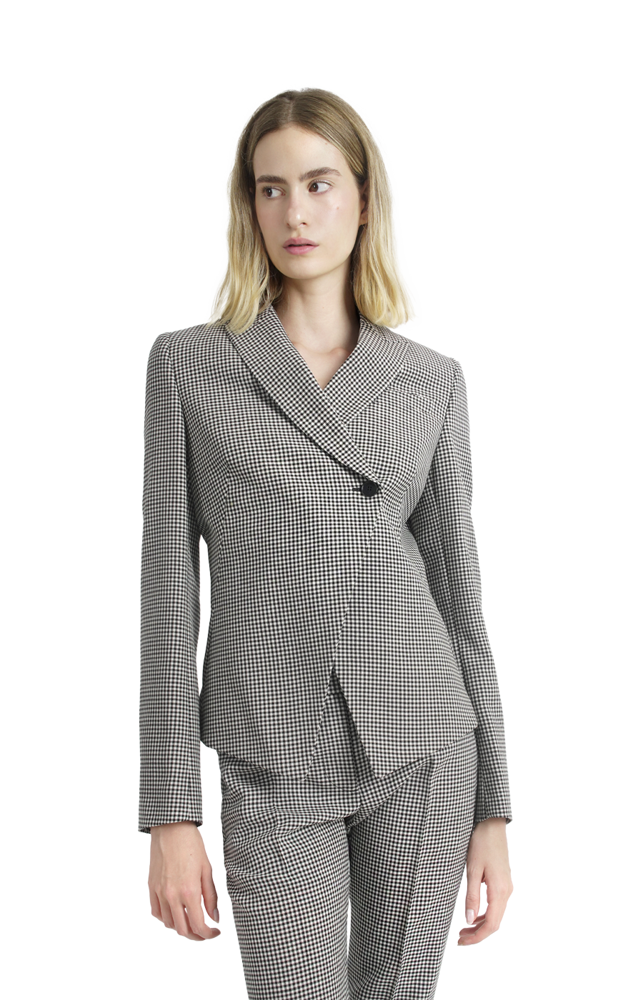 Gingham Check Cutaway Jacket in Black/Ivory