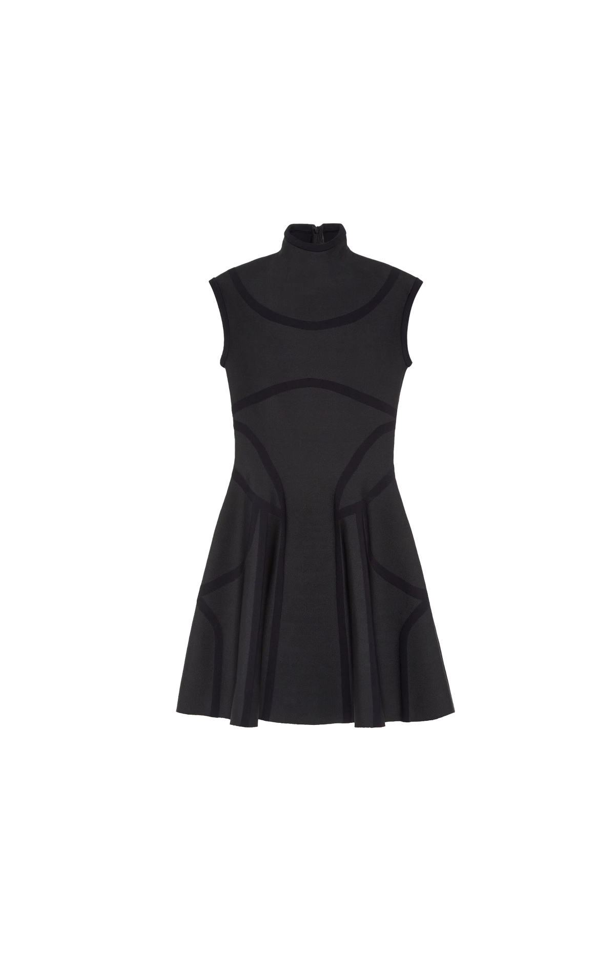 Alexander McQueen Anatomical Lines Knit Mini Dress in Black — front view
