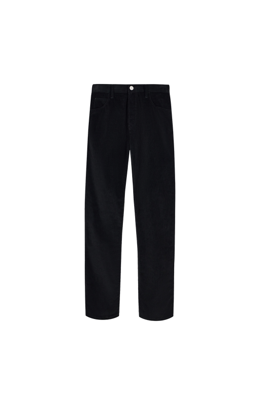 Giorgio Armani Five-Pocket Corduroy Trousers in a Cashmere Blend in Black — front view