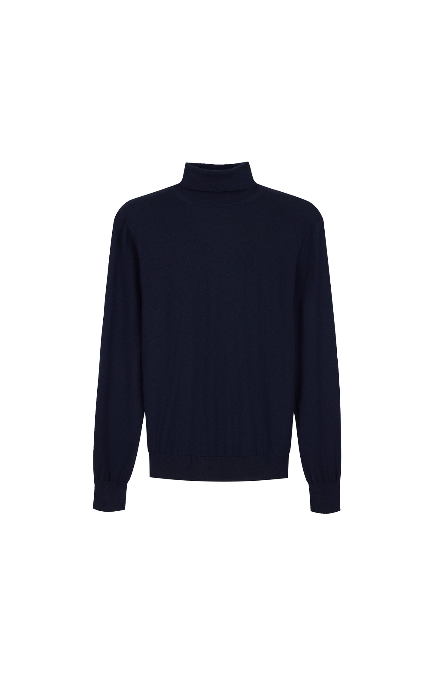 Regular Fit Sweater in Plain Knit Cashmere in Navy