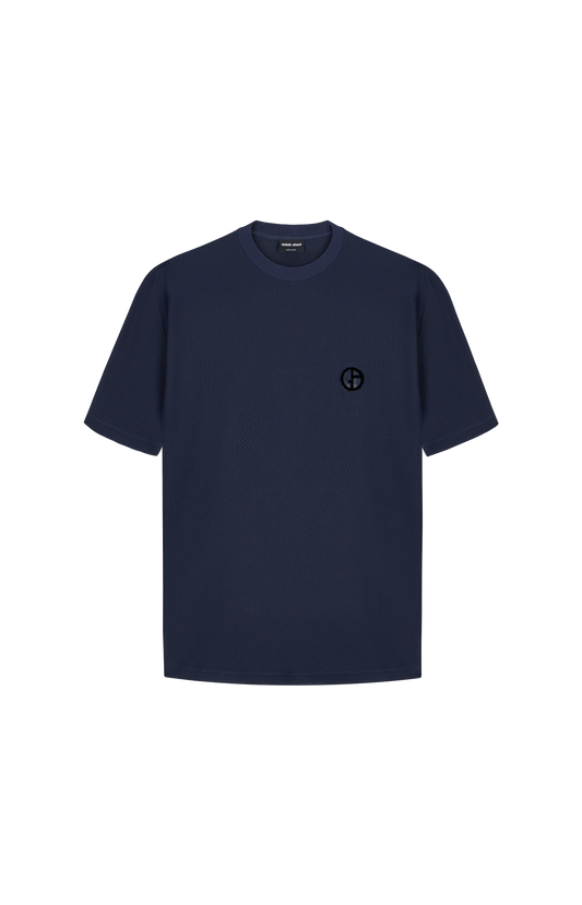 Giorgio Armani Oversized T-Shirt in Hi-Tech Jersey in Navy — front view