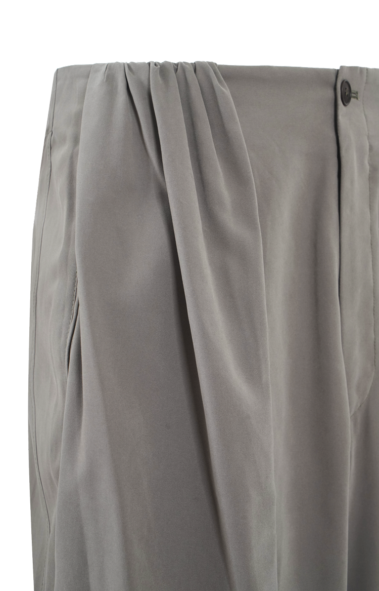 Oversized Trousers in Solid Suede-Effect Sateen