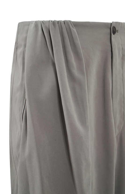 Oversized Trousers in Solid Suede-Effect Sateen