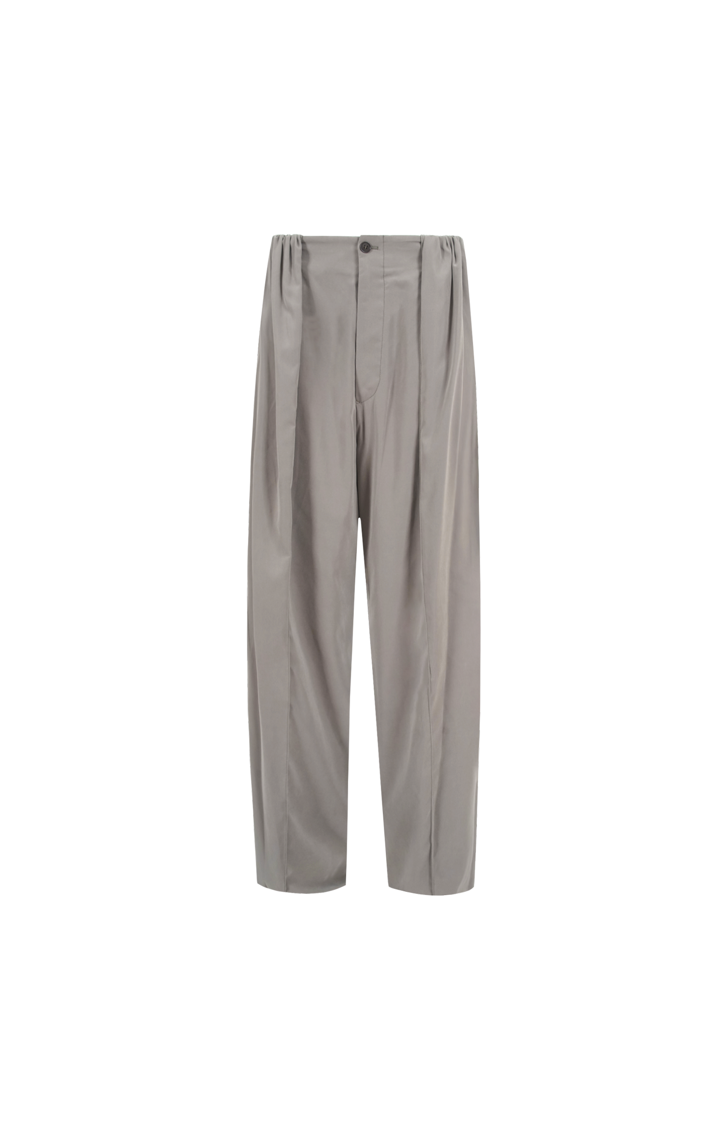 Oversized Trousers in Solid Suede-Effect Sateen