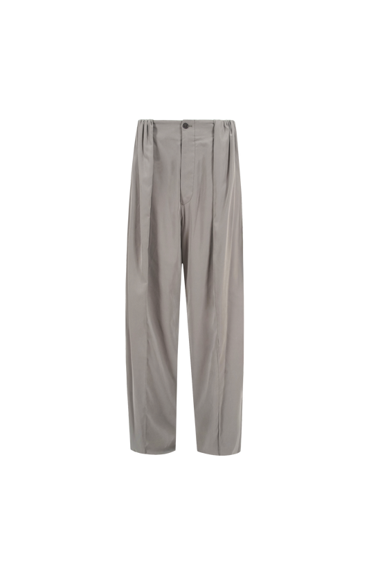 Oversized Trousers in Solid Suede-Effect Sateen