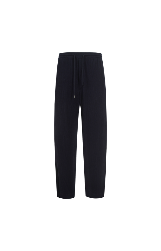Regular-Fit Trousers in Seersucker Jersey with Cashmere