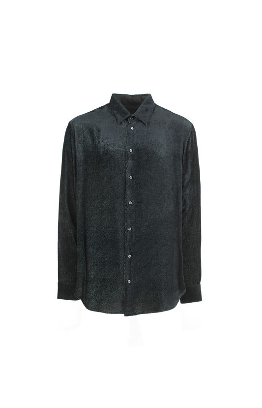 Silk-Blend Shirt in Devoré Velvet Twill Design