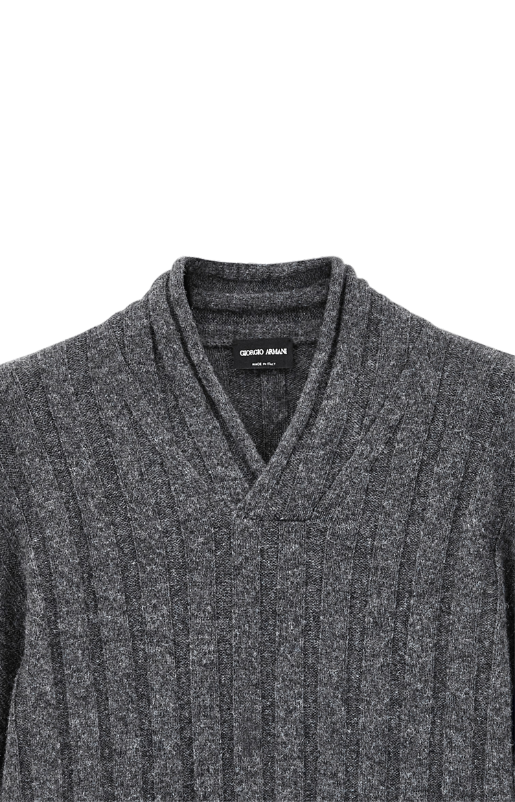 Regular Fit Sweater with Large Rib Stitch in Grey