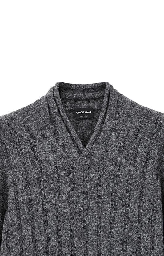 Giorgio Armani Regular Fit Sweater with Large Rib Stitch in Grey — product photo 2