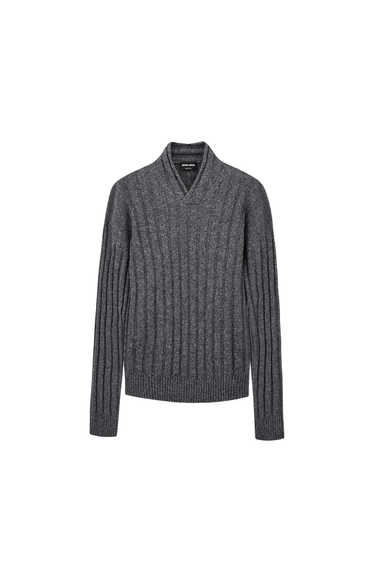 Giorgio Armani Regular Fit Sweater with Large Rib Stitch in Grey — front view