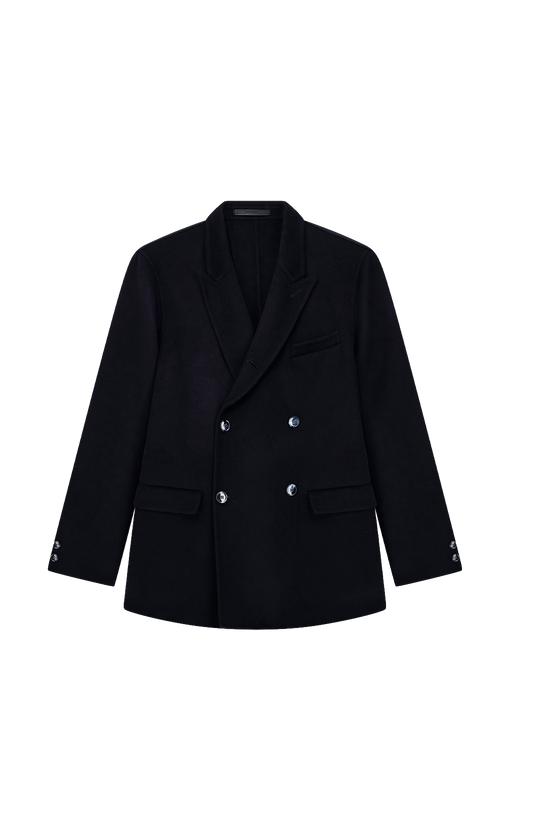 Giorgio Armani Double Cashmere Regular Fit Blazer in Dark Navy — front view