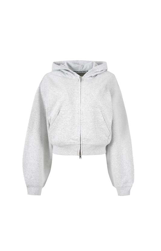 Crystal-Embellished Cropped Zip-Up Hoodie