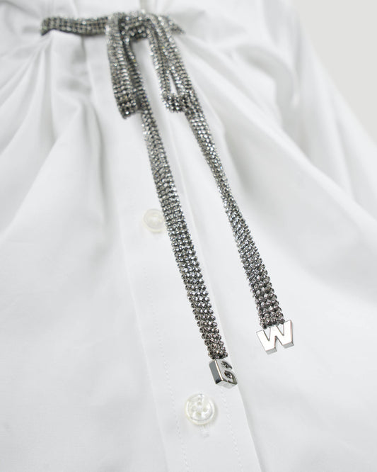 Crystal tie twist dress in cotton poplin
