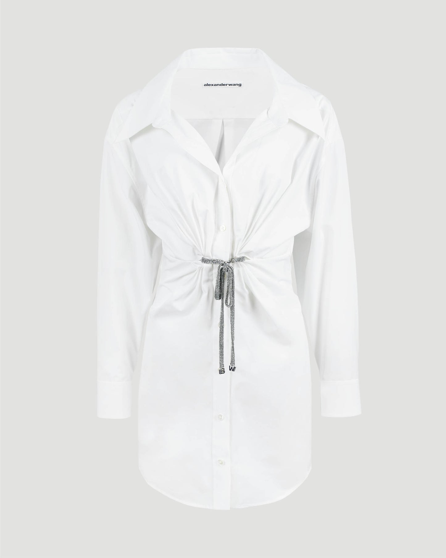 Crystal tie twist dress in cotton poplin