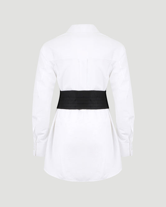 Belted Long-Sleeve Shirt Dress