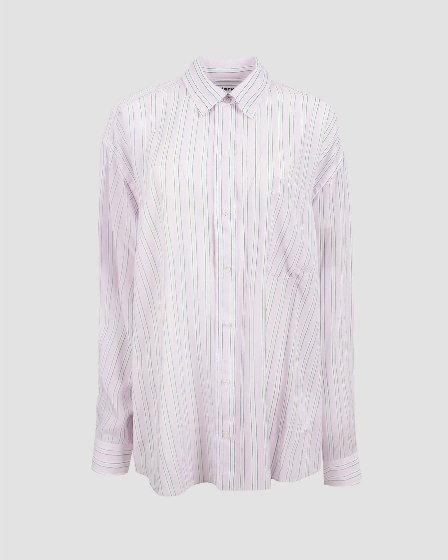 Oversized Silk Chiffon Shirt in Pink And Mauve