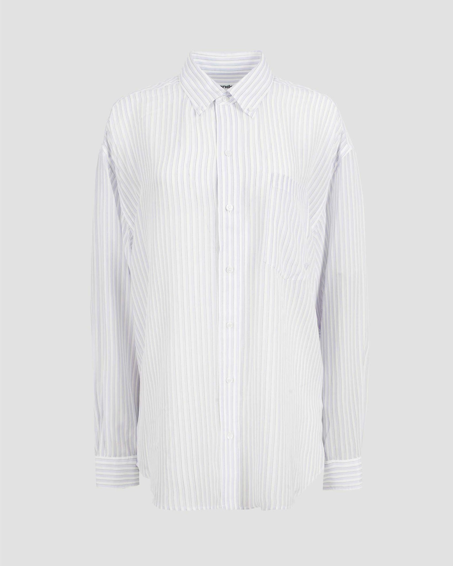 Oversized Silk Chiffon Shirt in Blue And White
