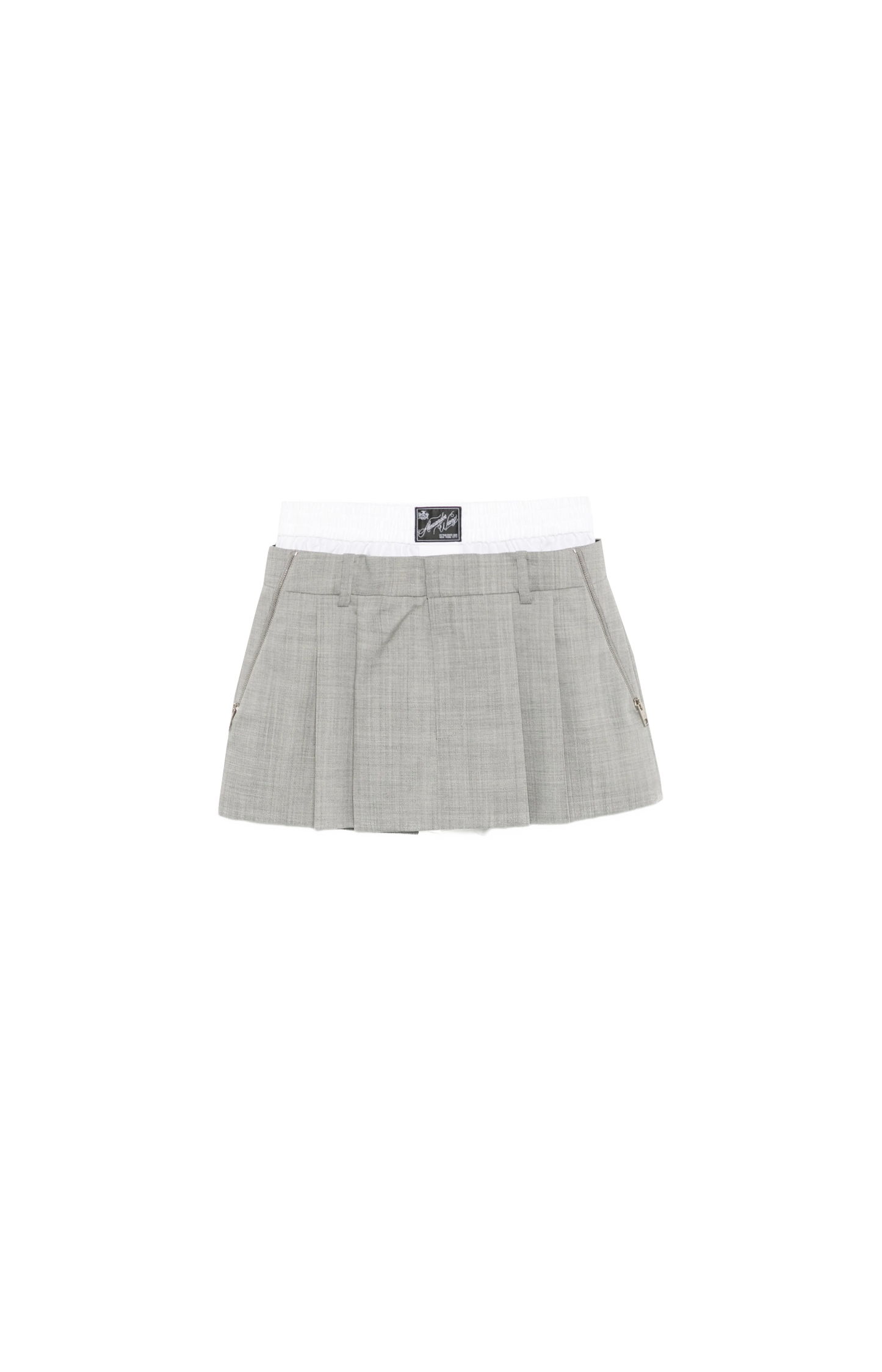 Pleated Layered-Waist Mini Skirt