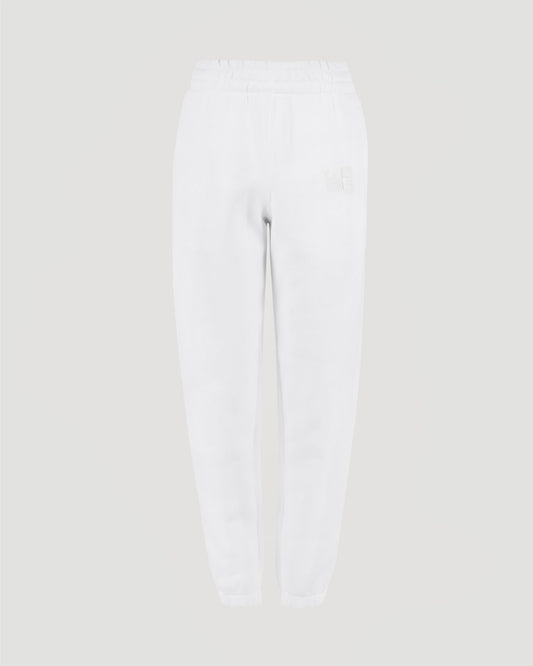 Alexander Wang STACKED LOGO SWEATPANTS IN WHITE — front view