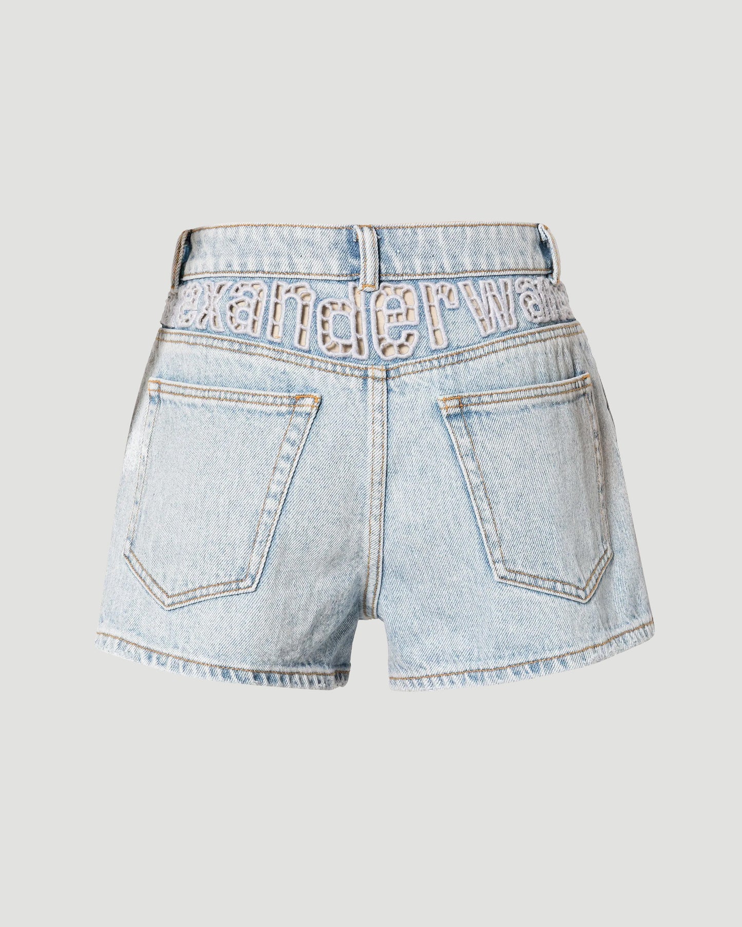 Logo embroidered denim shorts