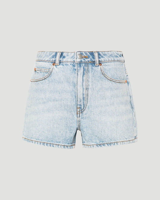 Logo embroidered denim shorts