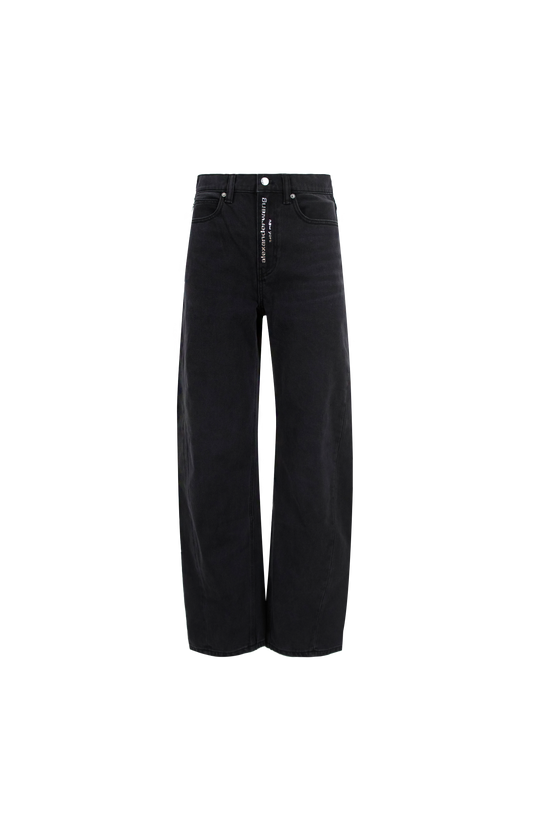 Logo Straight-Leg Jeans in Faded Black