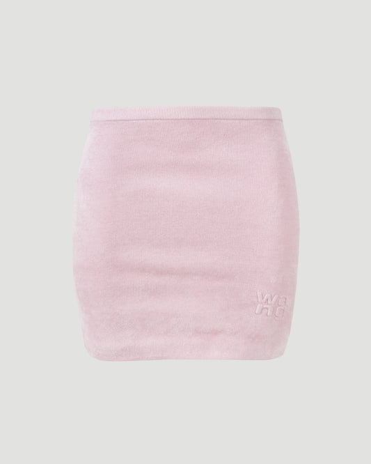Logo Embossed Miniskirt in Light Pink