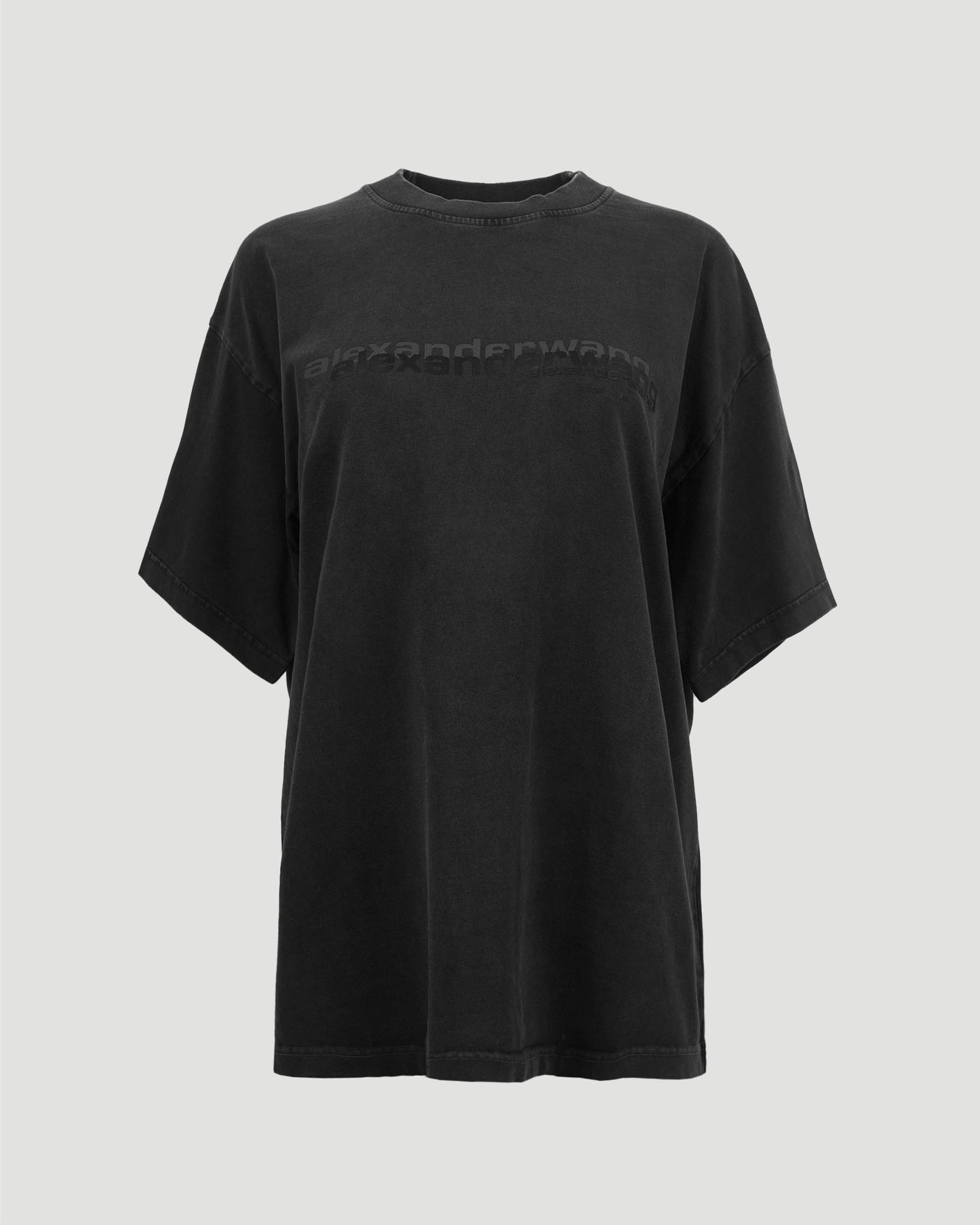 Oversized Logo Tee in Washed Black