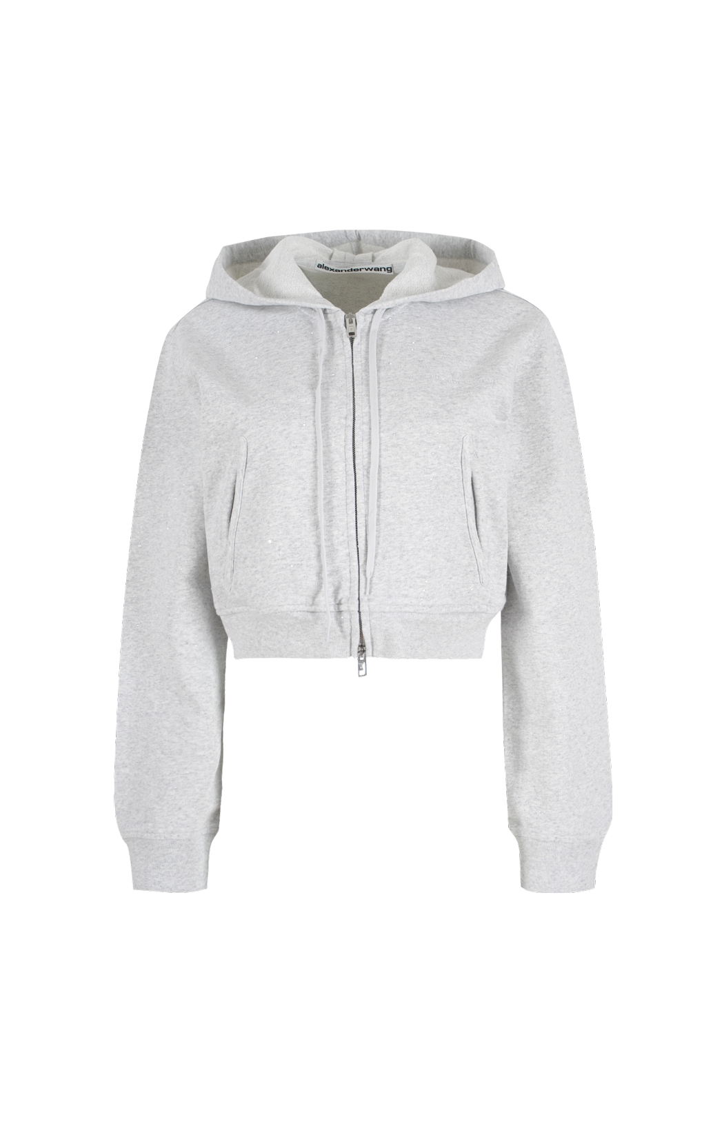 Crystal-Embellished Cropped Zip-Up Hoodie