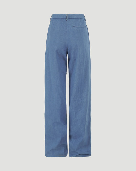 HIGH-WAISTED DENIM TROUSERS
