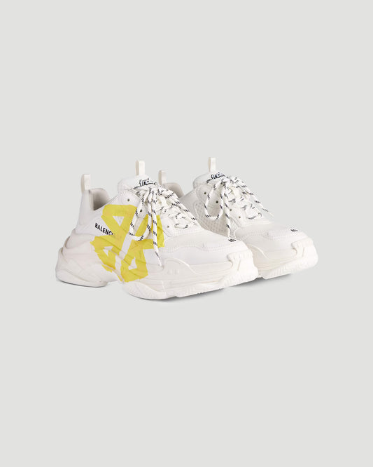 Triple S Tape Type Sneaker in White And Yellow
